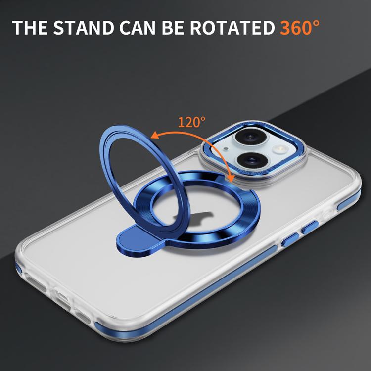 For iPhone 14 Plus Two Color TPU Hybrid Acrylic MagSafe Magnetic Holder Phone Case