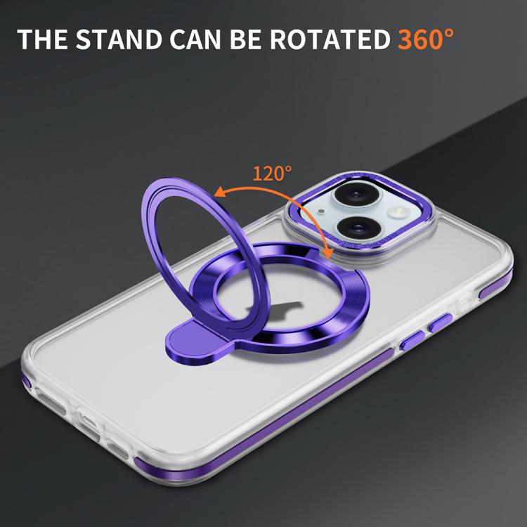 For iPhone 14 Plus Two Color TPU Hybrid Acrylic MagSafe Magnetic Holder Phone Case