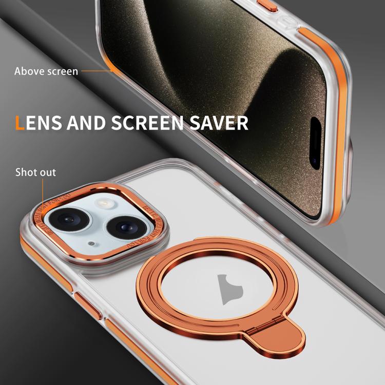 For iPhone 14 Two Color TPU Hybrid Acrylic MagSafe Magnetic Holder Phone Case