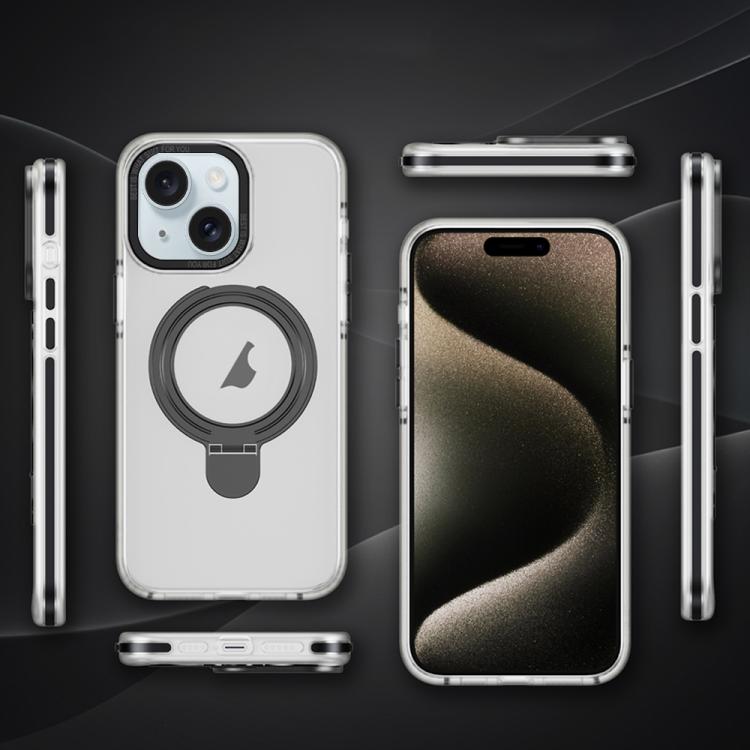 For iPhone 14 Two Color TPU Hybrid Acrylic MagSafe Magnetic Holder Phone Case