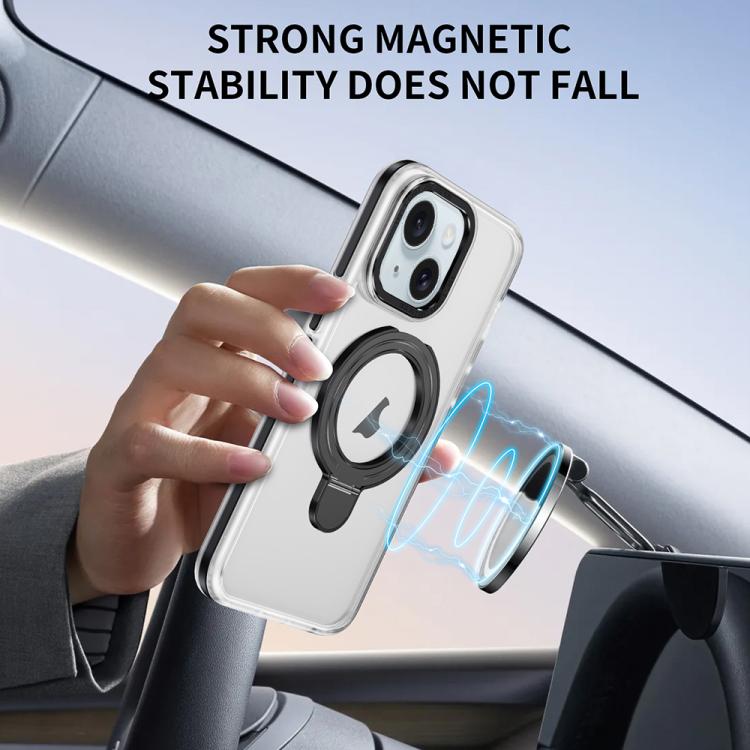 For iPhone 14 Two Color TPU Hybrid Acrylic MagSafe Magnetic Holder Phone Case