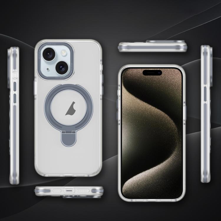 For iPhone 14 Two Color TPU Hybrid Acrylic MagSafe Magnetic Holder Phone Case