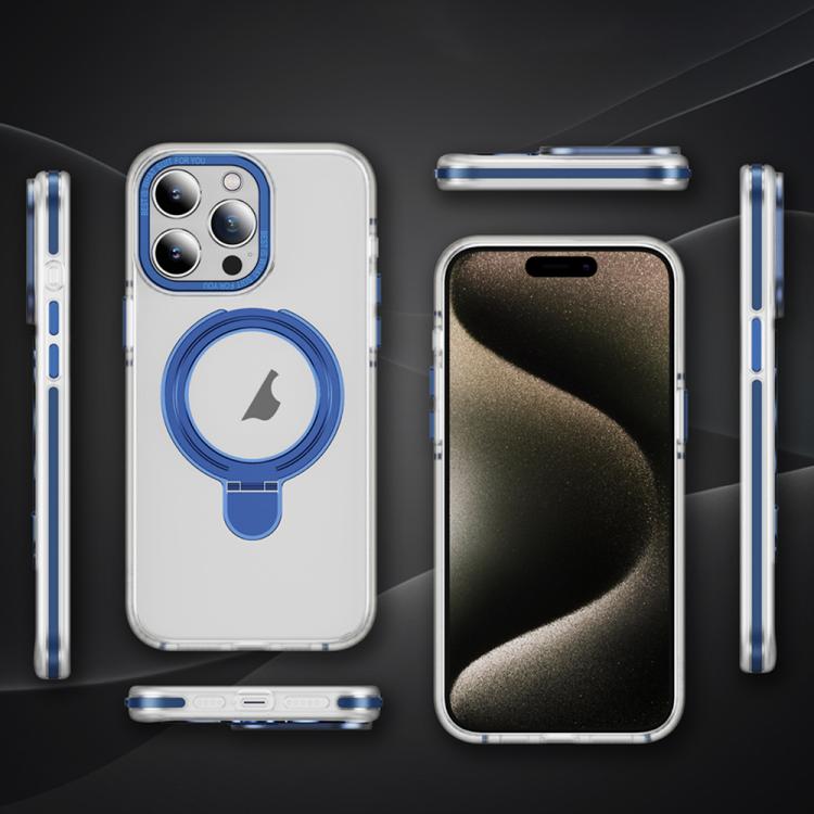 For iPhone 14 Pro Two Color TPU Hybrid Acrylic MagSafe Magnetic Holder Phone Case
