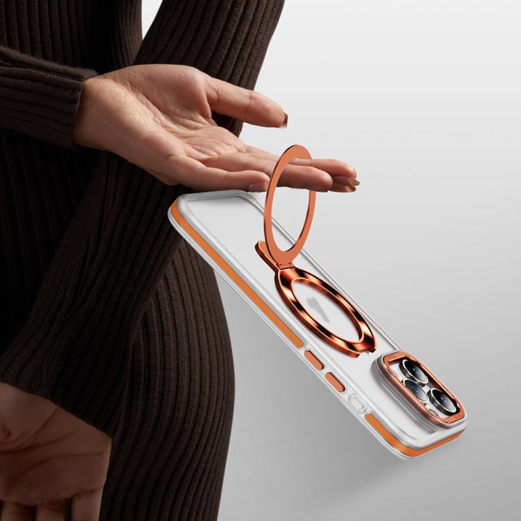 For iPhone 14 Pro Max Two Color TPU Hybrid Acrylic MagSafe Magnetic Holder Phone Case
