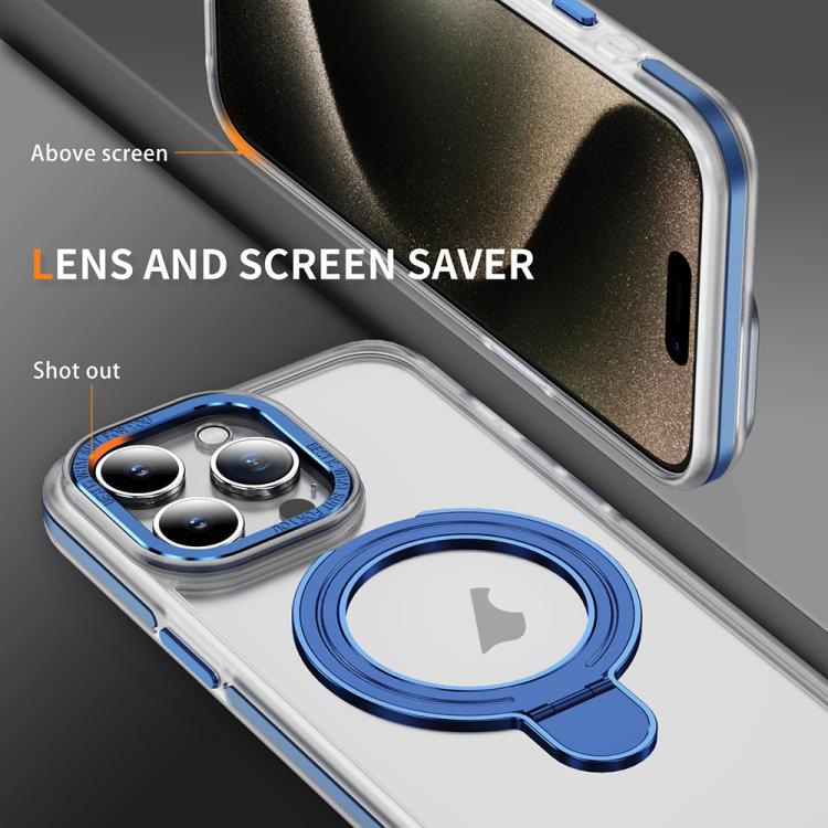 For iPhone 14 Pro Max Two Color TPU Hybrid Acrylic MagSafe Magnetic Holder Phone Case