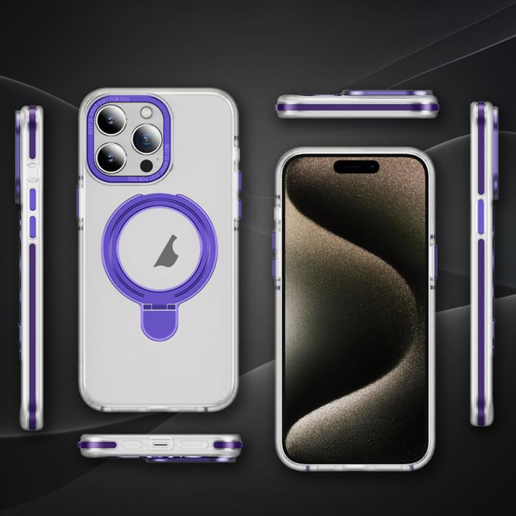 For iPhone 14 Pro Max Two Color TPU Hybrid Acrylic MagSafe Magnetic Holder Phone Case