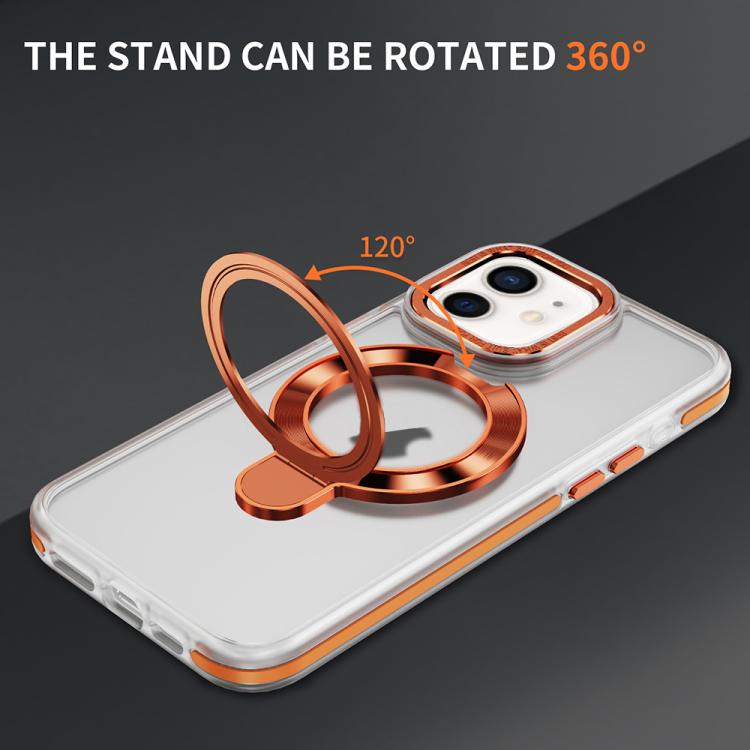 For iPhone 12 Two Color TPU Hybrid Acrylic MagSafe Magnetic Holder Phone Case