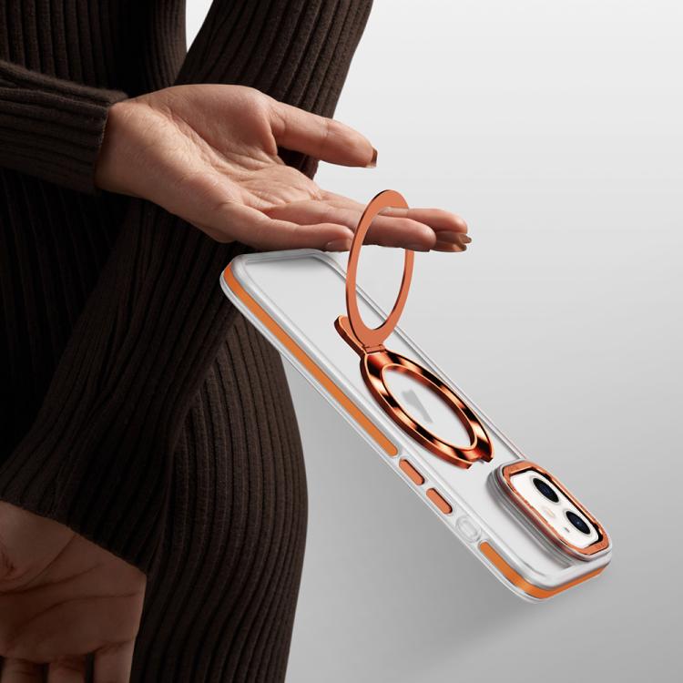 For iPhone 12 Two Color TPU Hybrid Acrylic MagSafe Magnetic Holder Phone Case