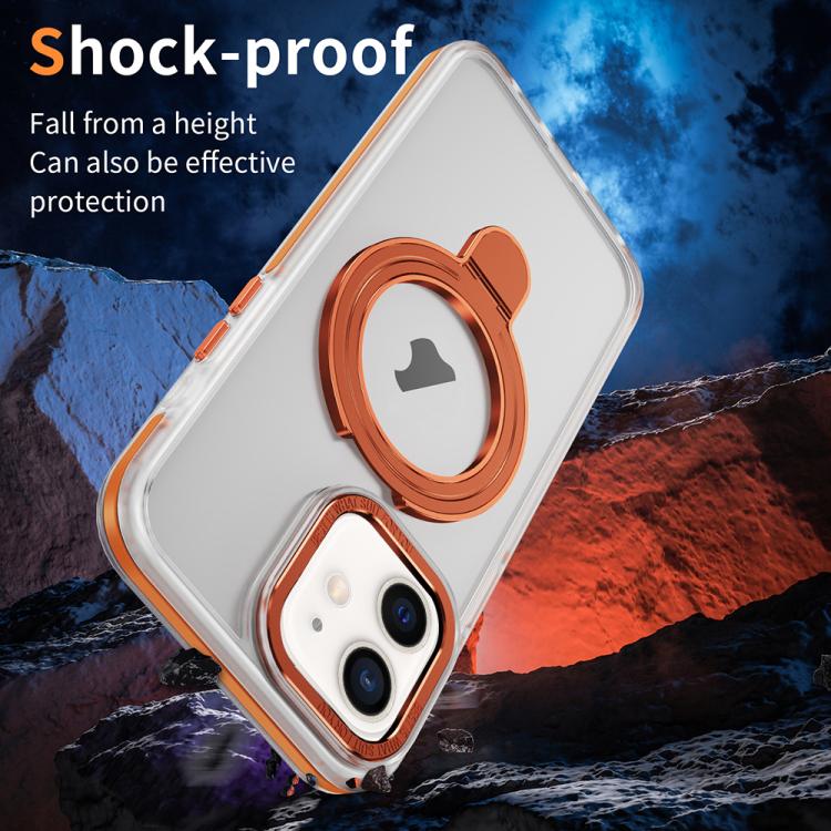 For iPhone 12 Two Color TPU Hybrid Acrylic MagSafe Magnetic Holder Phone Case