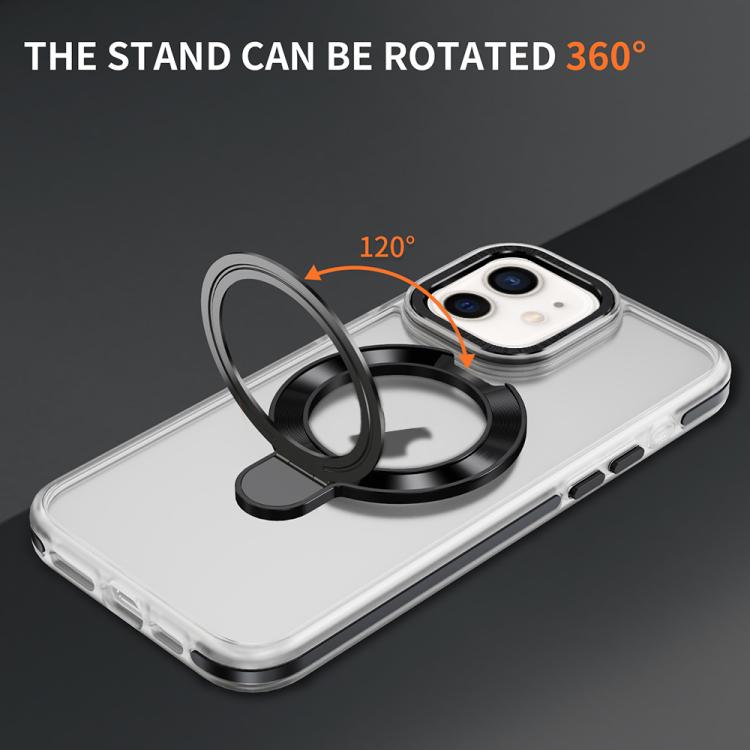 For iPhone 12 Two Color TPU Hybrid Acrylic MagSafe Magnetic Holder Phone Case