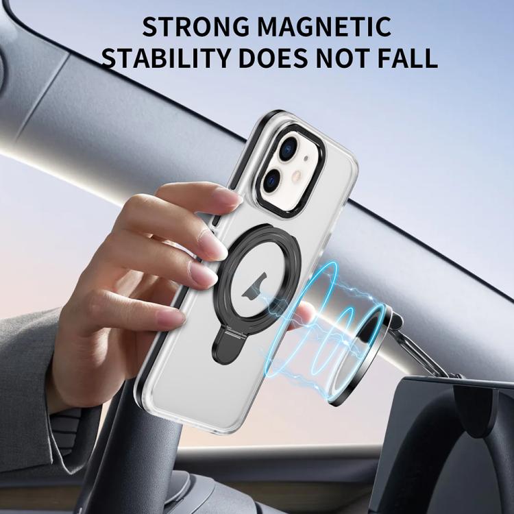 For iPhone 12 Two Color TPU Hybrid Acrylic MagSafe Magnetic Holder Phone Case