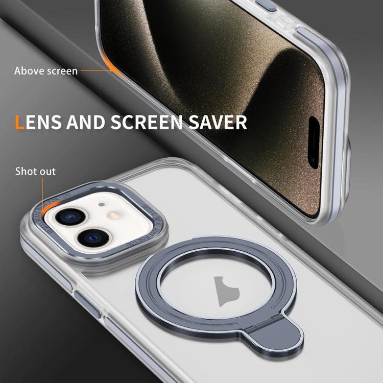 For iPhone 12 Two Color TPU Hybrid Acrylic MagSafe Magnetic Holder Phone Case