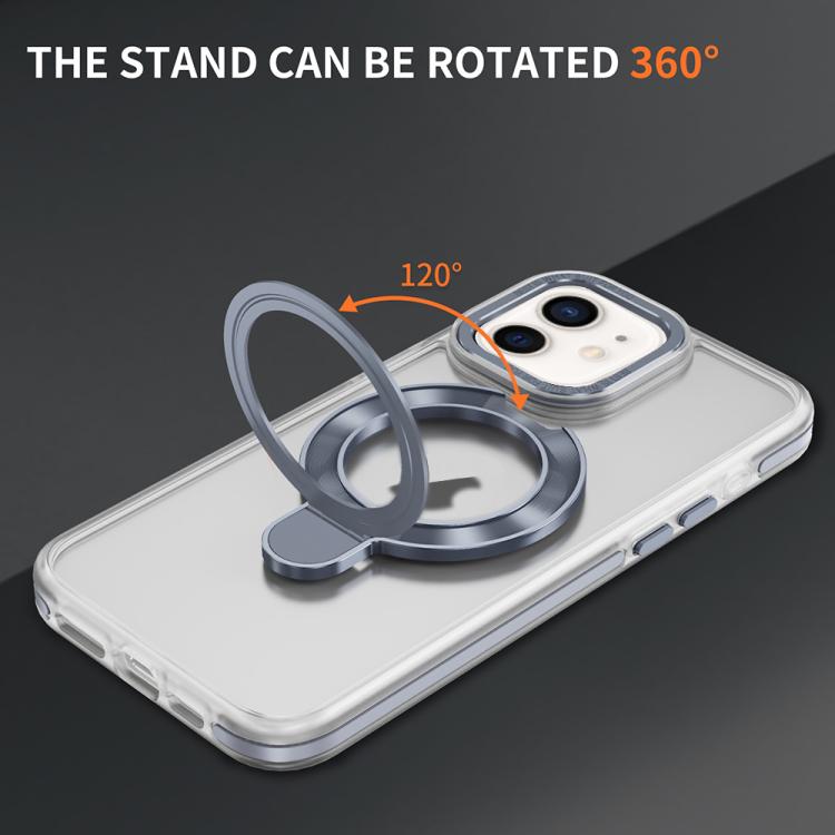 For iPhone 12 Two Color TPU Hybrid Acrylic MagSafe Magnetic Holder Phone Case