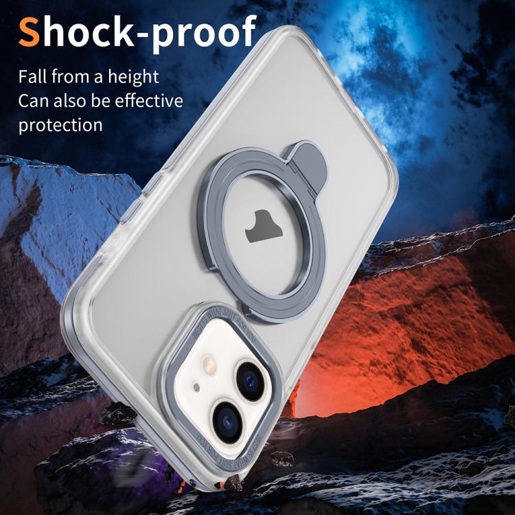 For iPhone 12 Two Color TPU Hybrid Acrylic MagSafe Magnetic Holder Phone Case