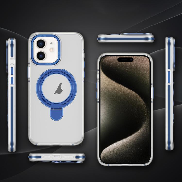 For iPhone 12 Two Color TPU Hybrid Acrylic MagSafe Magnetic Holder Phone Case