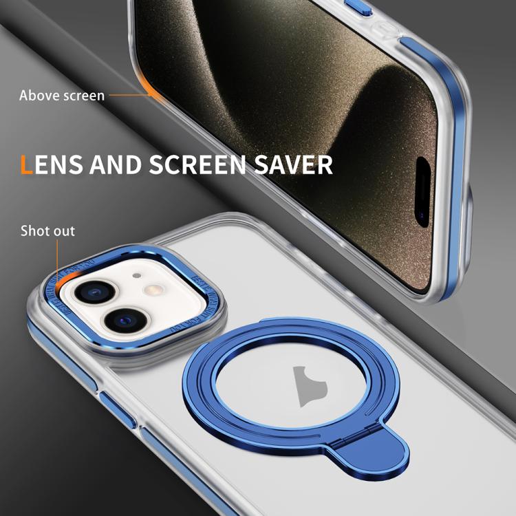 For iPhone 12 Two Color TPU Hybrid Acrylic MagSafe Magnetic Holder Phone Case