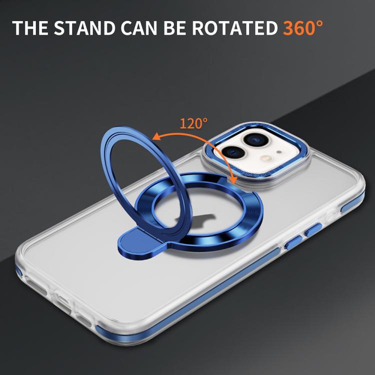 For iPhone 12 Two Color TPU Hybrid Acrylic MagSafe Magnetic Holder Phone Case