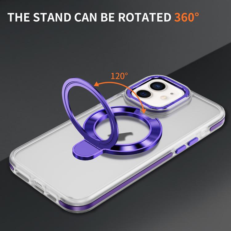 For iPhone 12 Two Color TPU Hybrid Acrylic MagSafe Magnetic Holder Phone Case