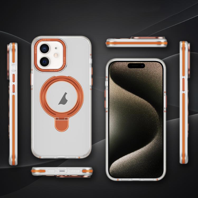 For iPhone 11 Two Color TPU Hybrid Acrylic MagSafe Magnetic Holder Phone Case