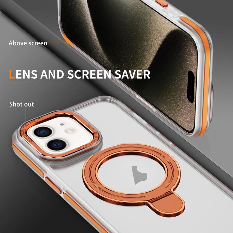 For iPhone 11 Two Color TPU Hybrid Acrylic MagSafe Magnetic Holder Phone Case
