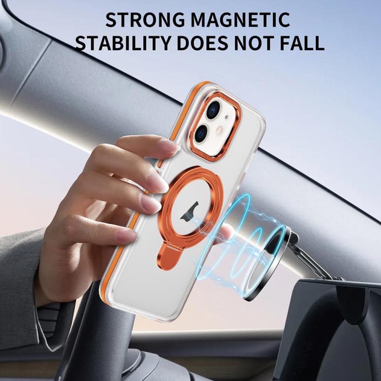 For iPhone 11 Two Color TPU Hybrid Acrylic MagSafe Magnetic Holder Phone Case