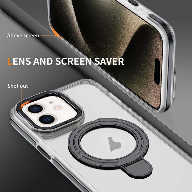 For iPhone 11 Two Color TPU Hybrid Acrylic MagSafe Magnetic Holder Phone Case