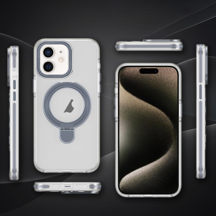 For iPhone 11 Two Color TPU Hybrid Acrylic MagSafe Magnetic Holder Phone Case
