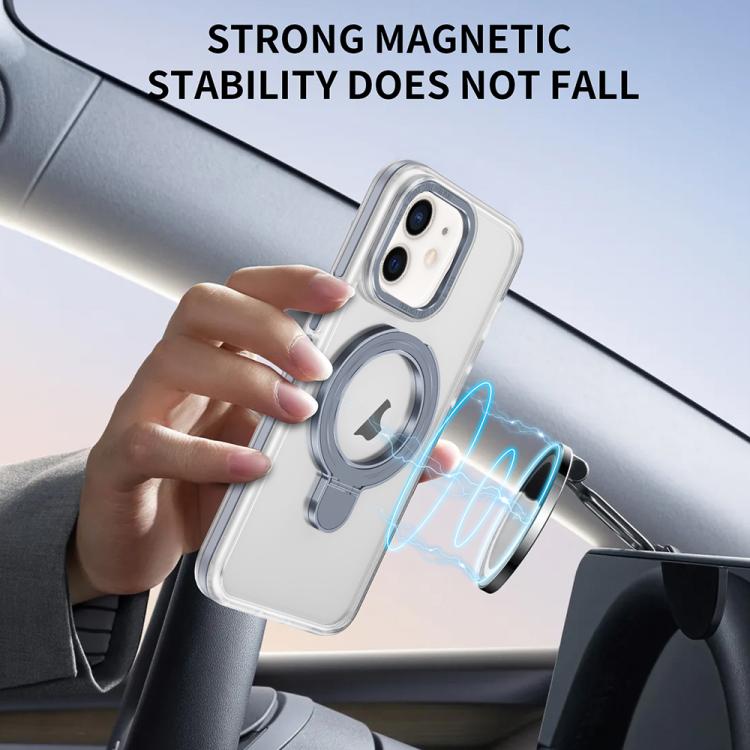 For iPhone 11 Two Color TPU Hybrid Acrylic MagSafe Magnetic Holder Phone Case