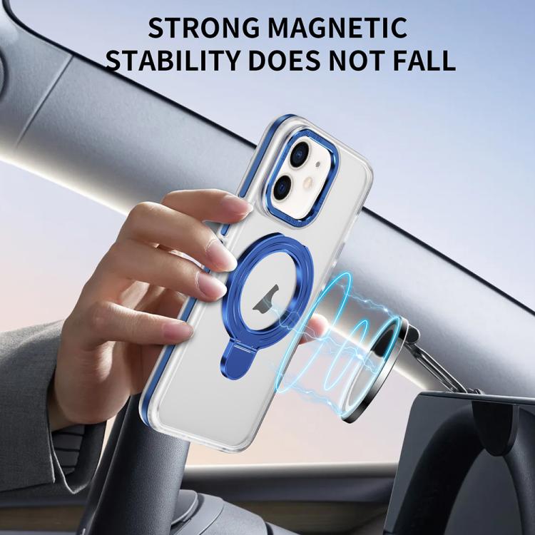For iPhone 11 Two Color TPU Hybrid Acrylic MagSafe Magnetic Holder Phone Case