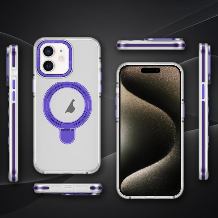 For iPhone 11 Two Color TPU Hybrid Acrylic MagSafe Magnetic Holder Phone Case