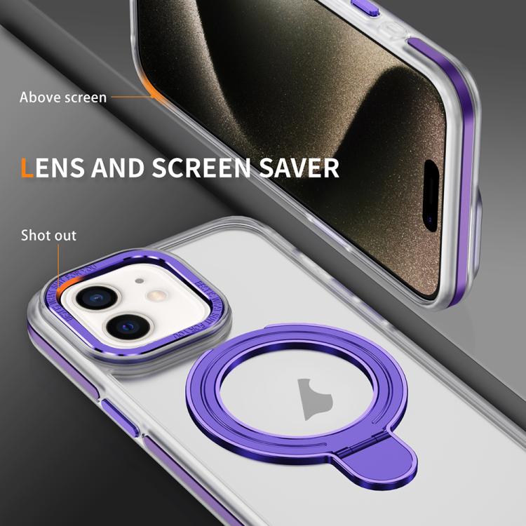 For iPhone 11 Two Color TPU Hybrid Acrylic MagSafe Magnetic Holder Phone Case