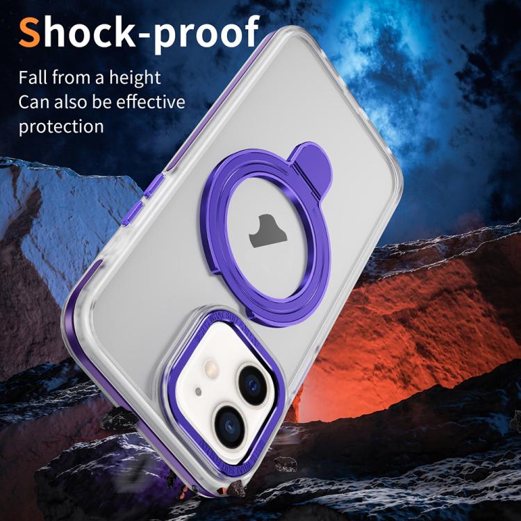 For iPhone 11 Two Color TPU Hybrid Acrylic MagSafe Magnetic Holder Phone Case