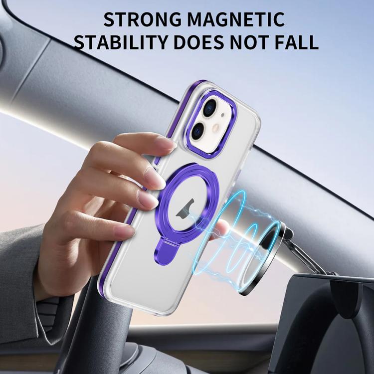 For iPhone 11 Two Color TPU Hybrid Acrylic MagSafe Magnetic Holder Phone Case