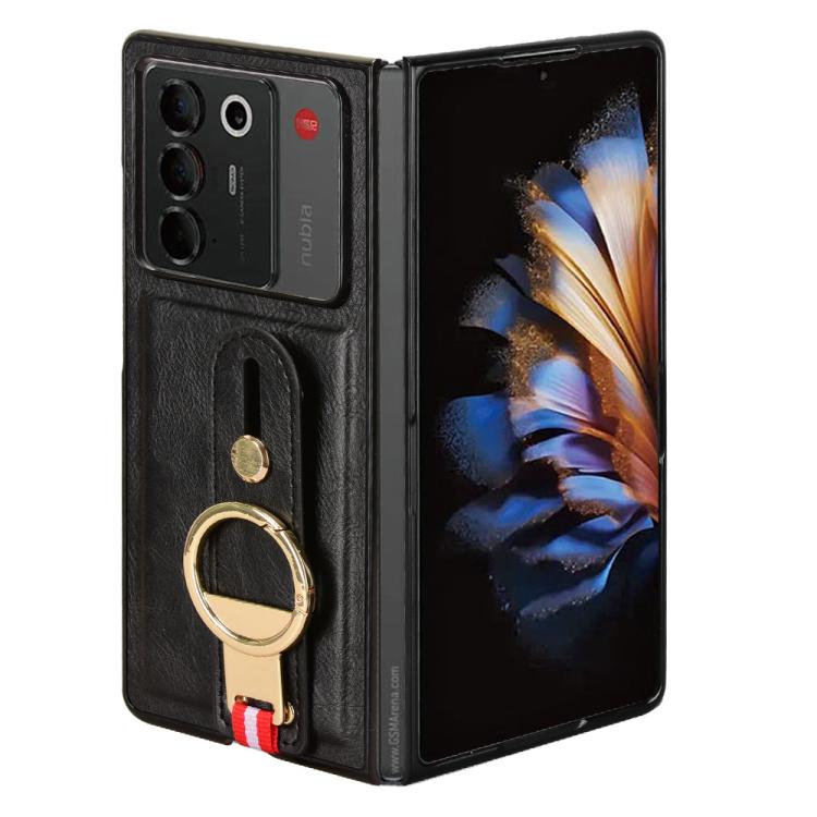 For ZTE nubia Fold Wristband Leather Back Phone Case