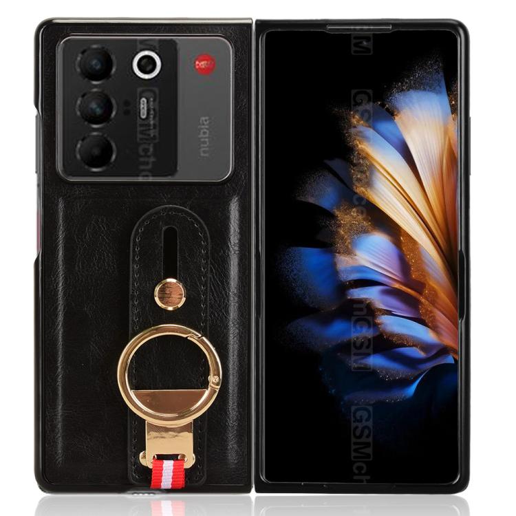 For ZTE nubia Fold Wristband Leather Back Phone Case