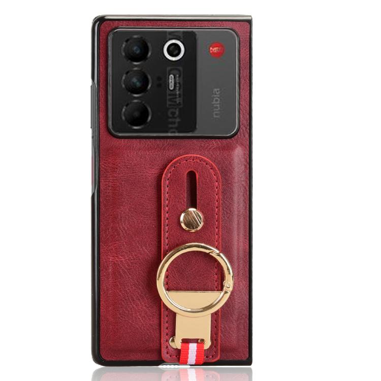 For ZTE nubia Fold Wristband Leather Back Phone Case