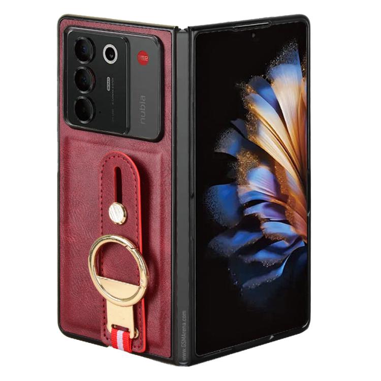 For ZTE nubia Fold Wristband Leather Back Phone Case
