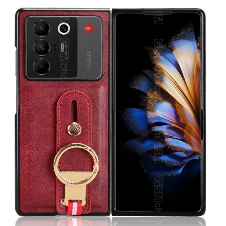 For ZTE nubia Fold Wristband Leather Back Phone Case