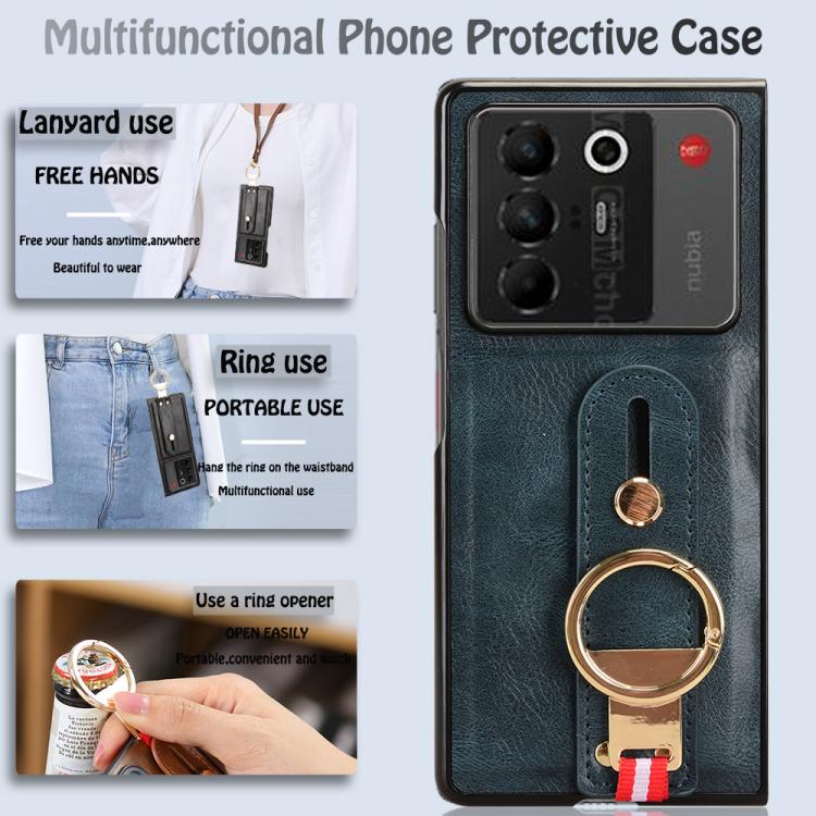 For ZTE nubia Fold Wristband Leather Back Phone Case