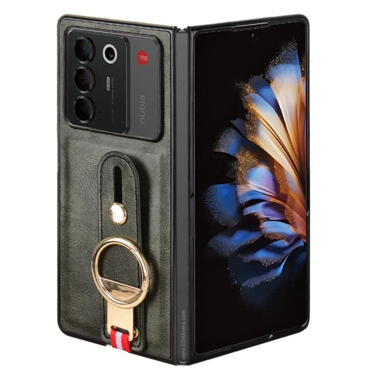 For ZTE nubia Fold Wristband Leather Back Phone Case