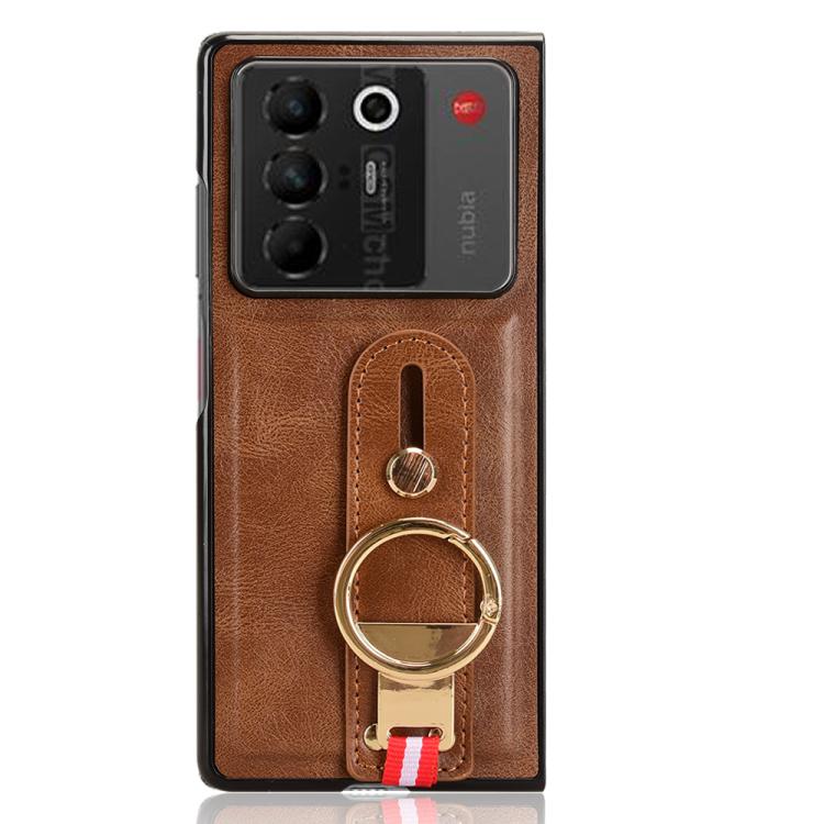 For ZTE nubia Fold Wristband Leather Back Phone Case