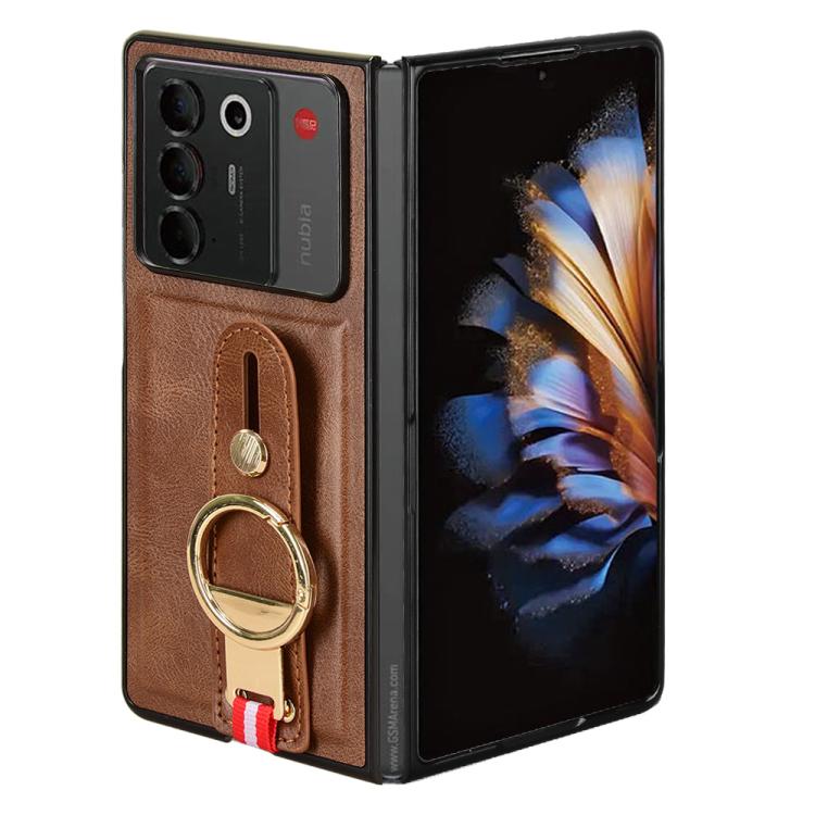 For ZTE nubia Fold Wristband Leather Back Phone Case