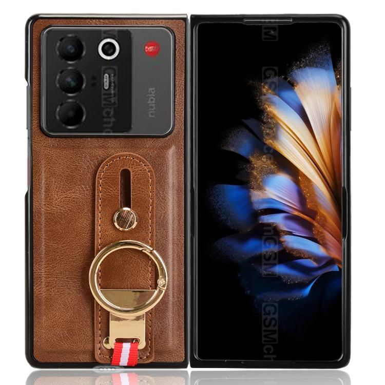 For ZTE nubia Fold Wristband Leather Back Phone Case