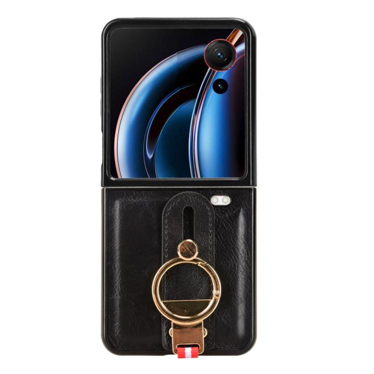 For ZTE nubia Flip3 Wristband Leather Back Phone Case