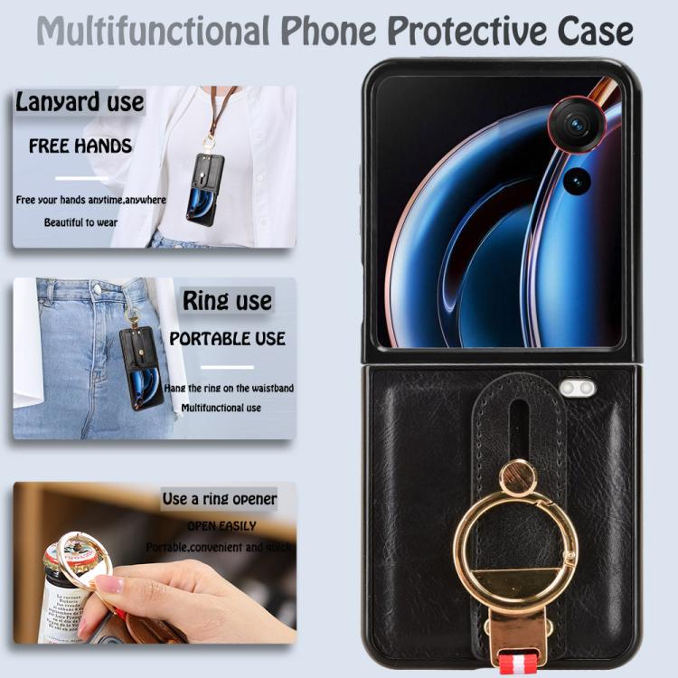 For ZTE nubia Flip3 Wristband Leather Back Phone Case