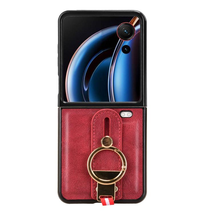 For ZTE nubia Flip3 Wristband Leather Back Phone Case