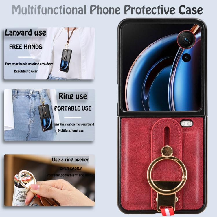 For ZTE nubia Flip3 Wristband Leather Back Phone Case