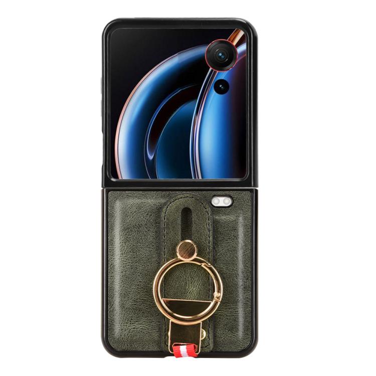 For ZTE nubia Flip3 Wristband Leather Back Phone Case