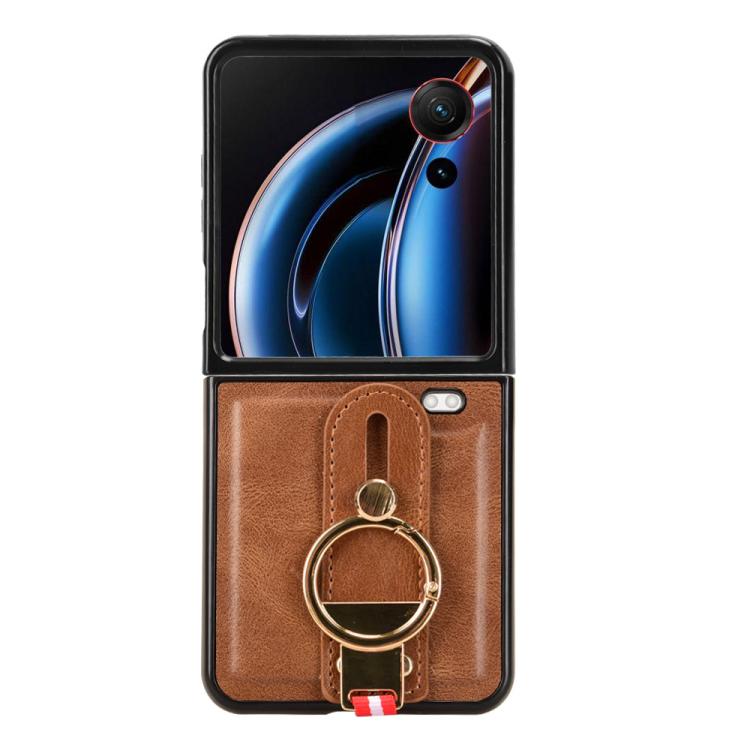 For ZTE nubia Flip3 Wristband Leather Back Phone Case