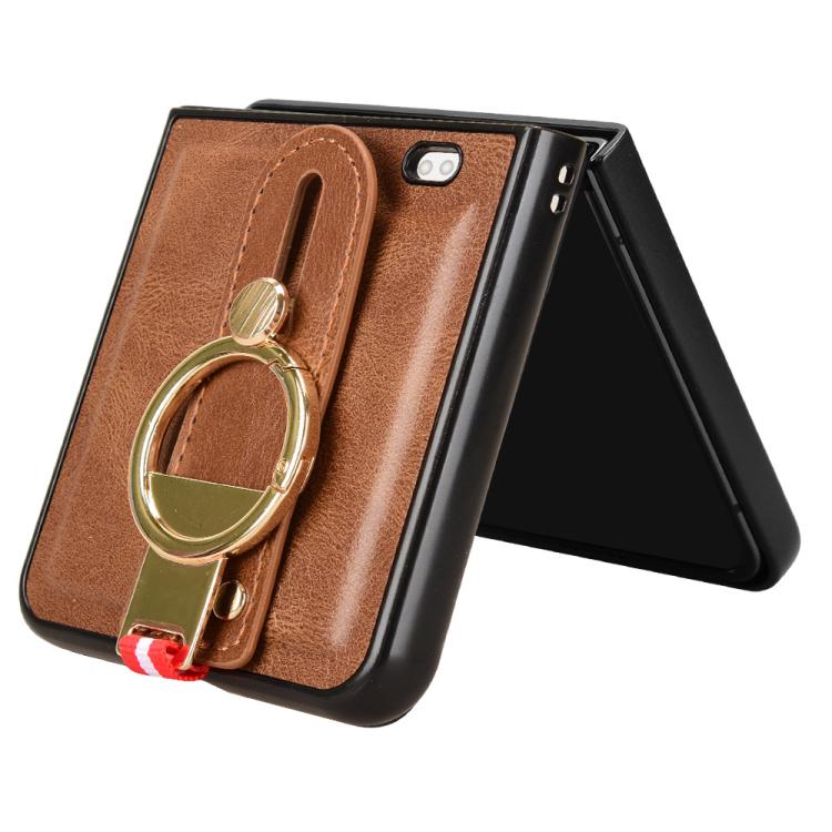 For ZTE nubia Flip3 Wristband Leather Back Phone Case